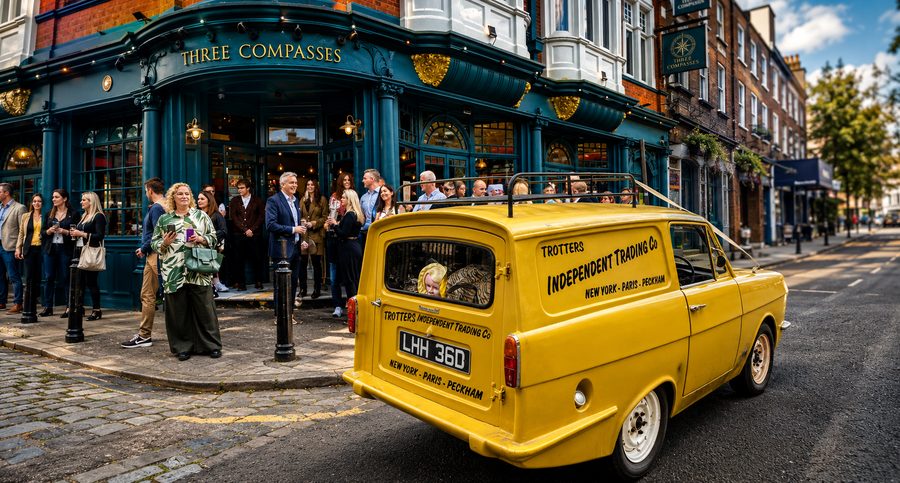 Reliant Regal Supervan III in Trotters Independent Trading livery