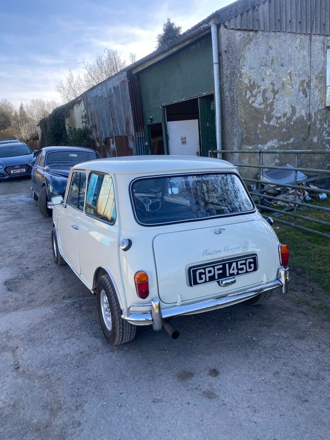 Rear view of the Austin Cooper S showing its badge and plate